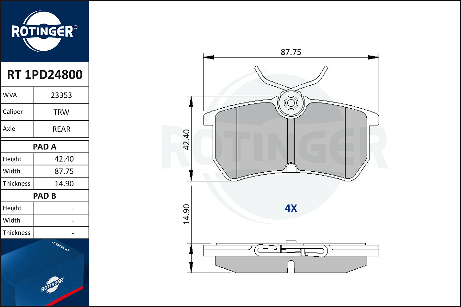 Sada brzdových platničiek kotúčovej brzdy ROTINGER